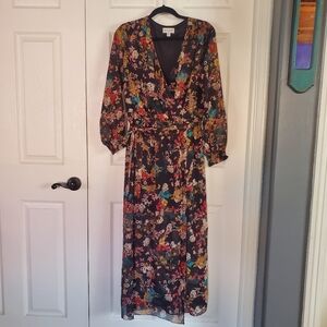 Weslee Rose Floral Maxi Dress Long Sleeves Beachy Formal Elegant Flowy Size 8